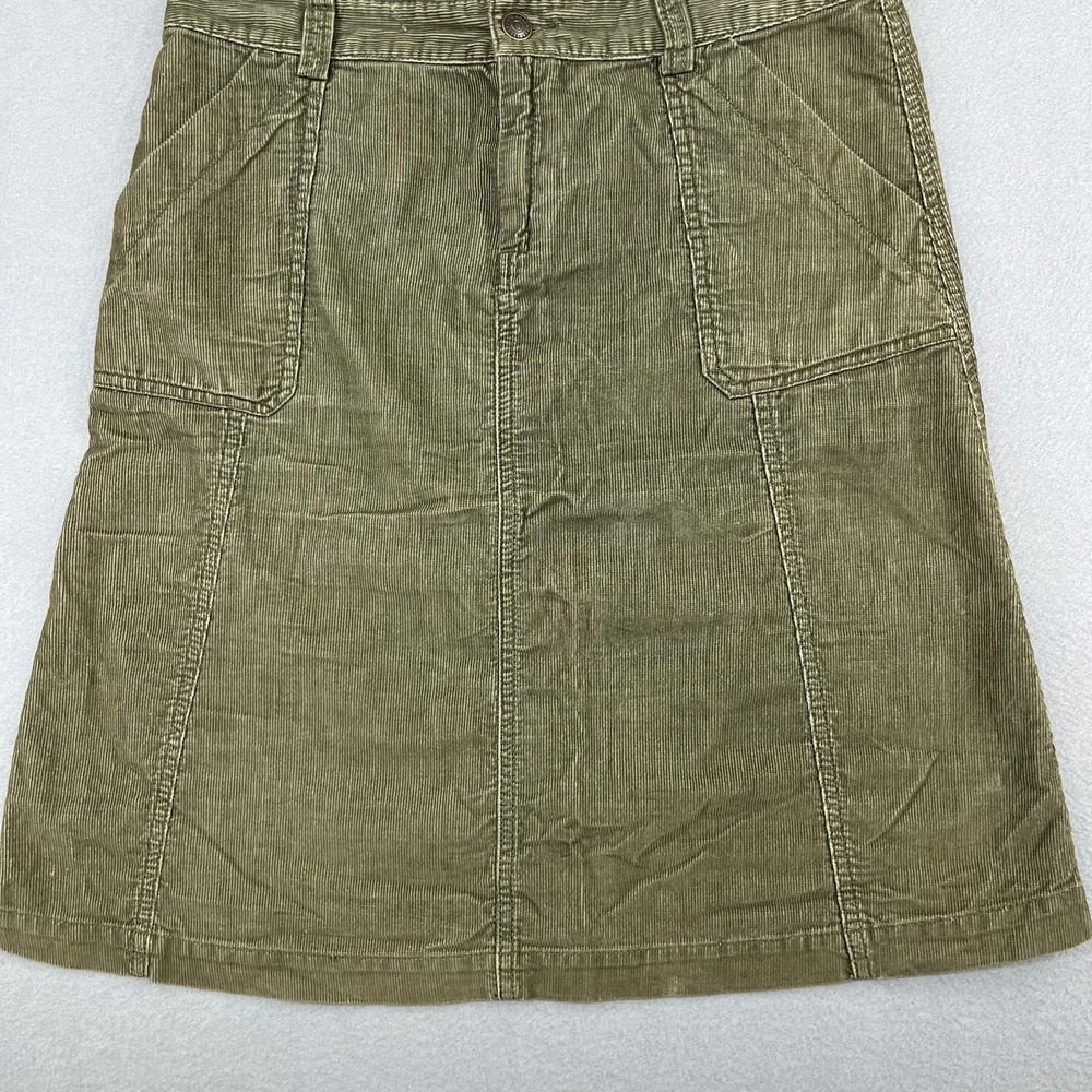 Eddie Bauer Womens Green Corduroy A-Line Skirt Size 6 Cotton Utility Pocket - Picture 3 of 10